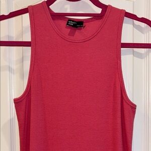 NOBODYS CHILD BRAND PINK RIBBED COTTON MAXI DRESS UK 12 USA SMALL/MED W/ STRETCH